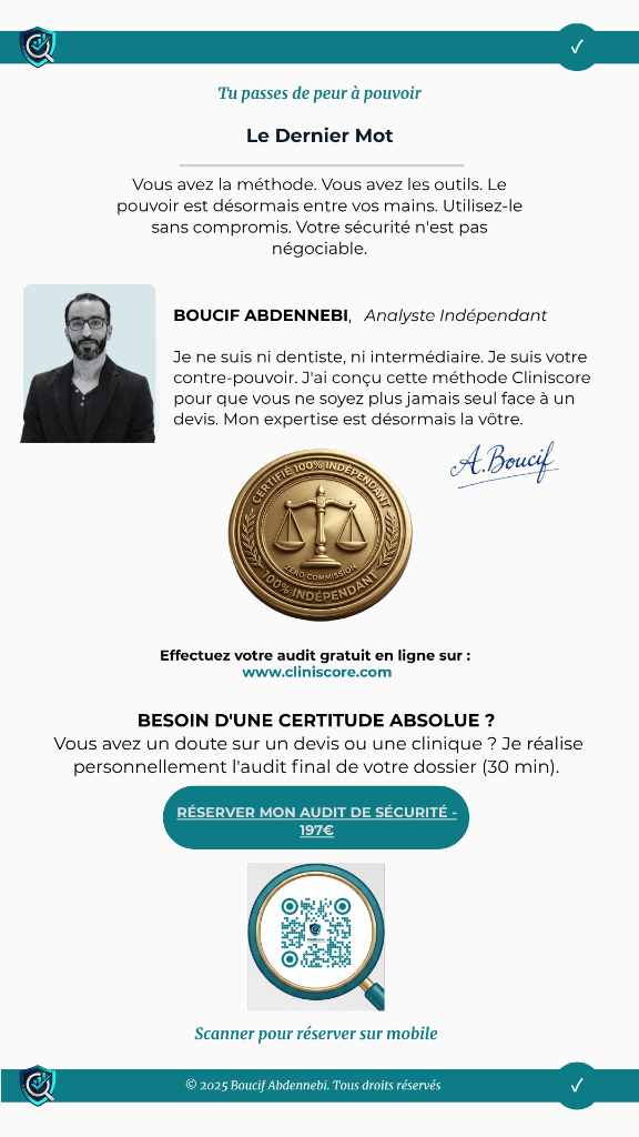 Le Dernier Mot — Page finale du livre Cliniscore